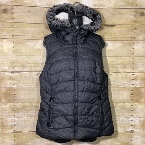 Green Tea Women's  Heather Gray Full Zipper Quilted Puffer Hooded Lined Vest